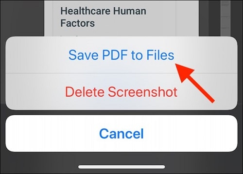 tap on save pdf to files