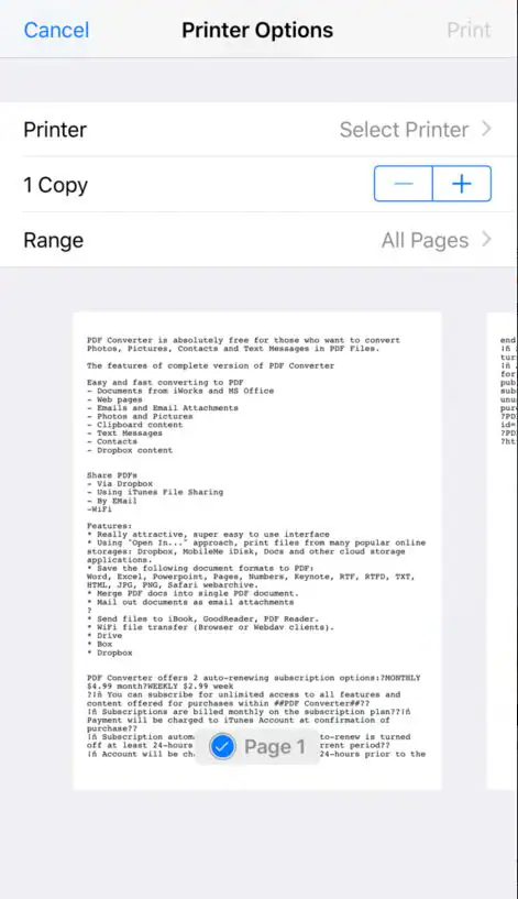 convertir du texte en pdf iphone