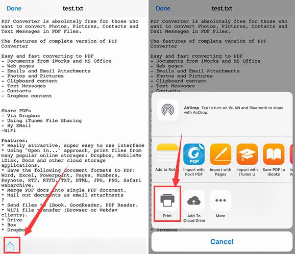 convert text to pdf iphone