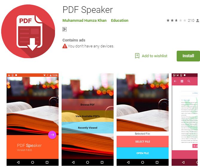 android pdf reader text to speech free