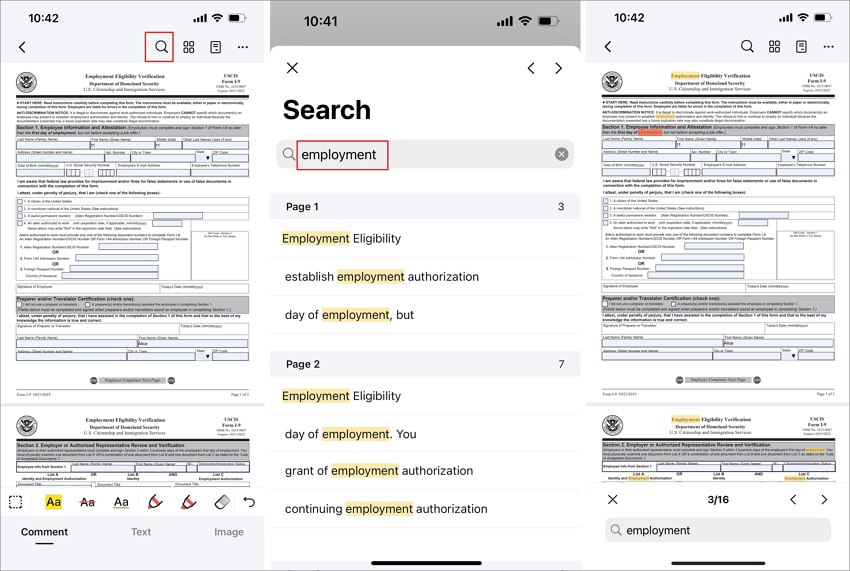 how to search pdf on ios