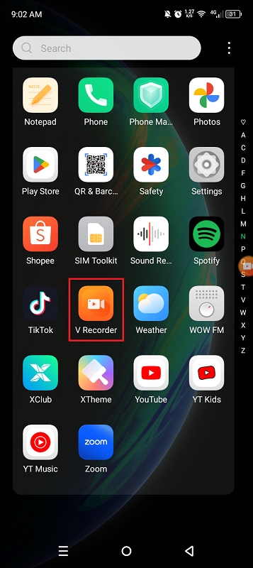 open screen recorder on your device