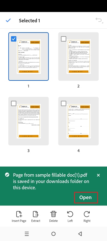 aprire il pdf estratto sul dispositivo locale