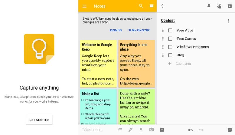 google keep free note taking app