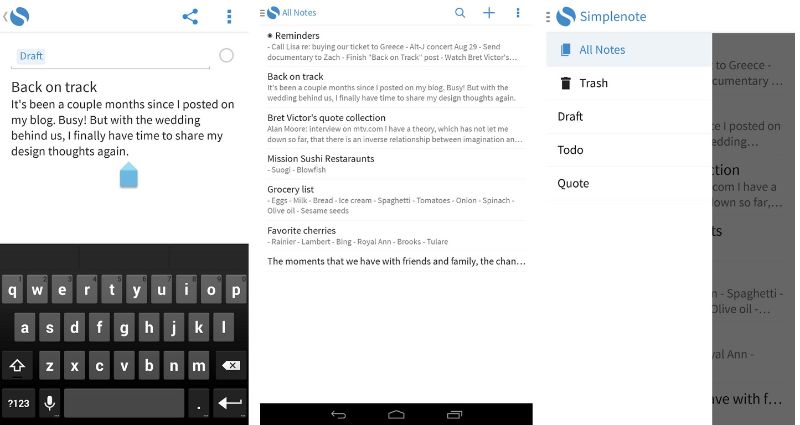 Applicazione Android per simplenote 