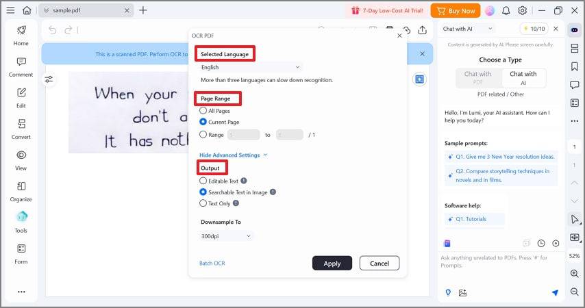 ocr handwriting to text