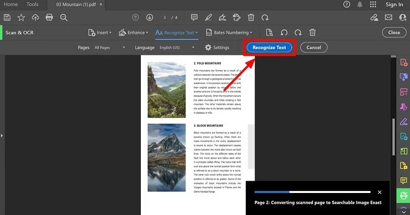 applica l'ocr per rendere il pdf ricercabile