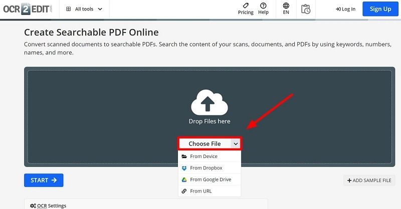upload scanned pdf to tool