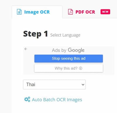 setting thai language on i2ocr