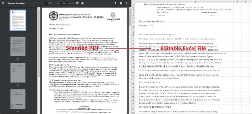 convertitore da pdf scansionato a excel online