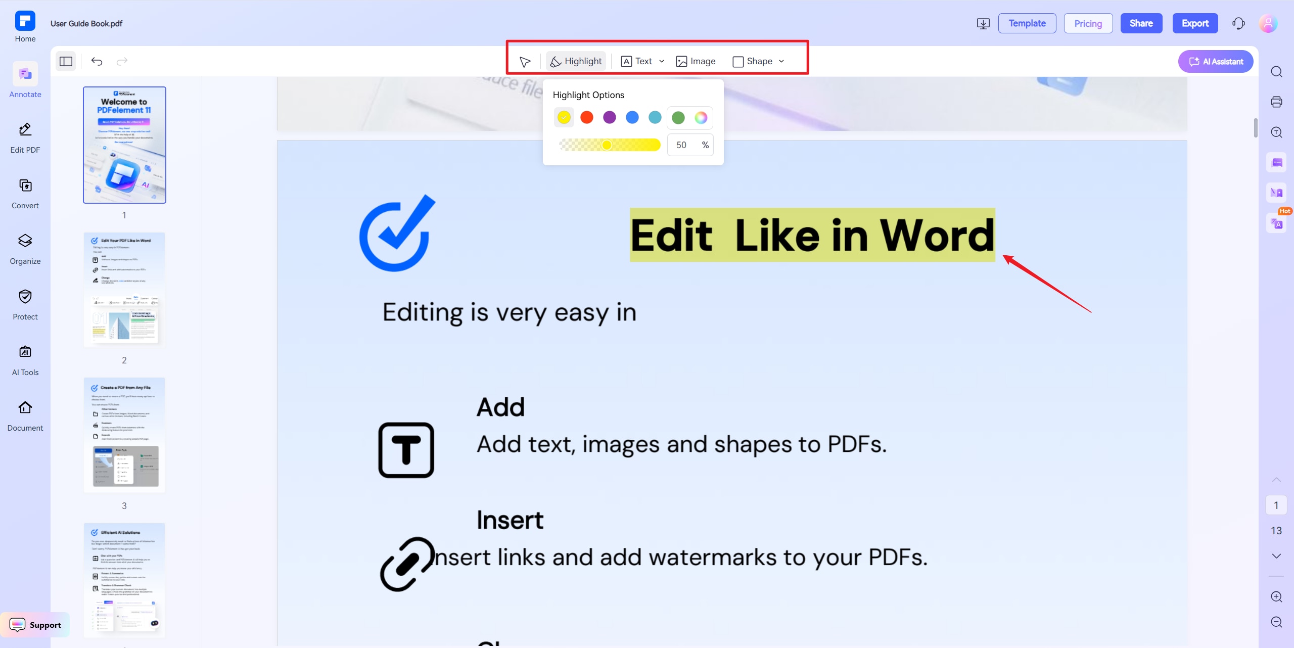 annotate pdf step 2