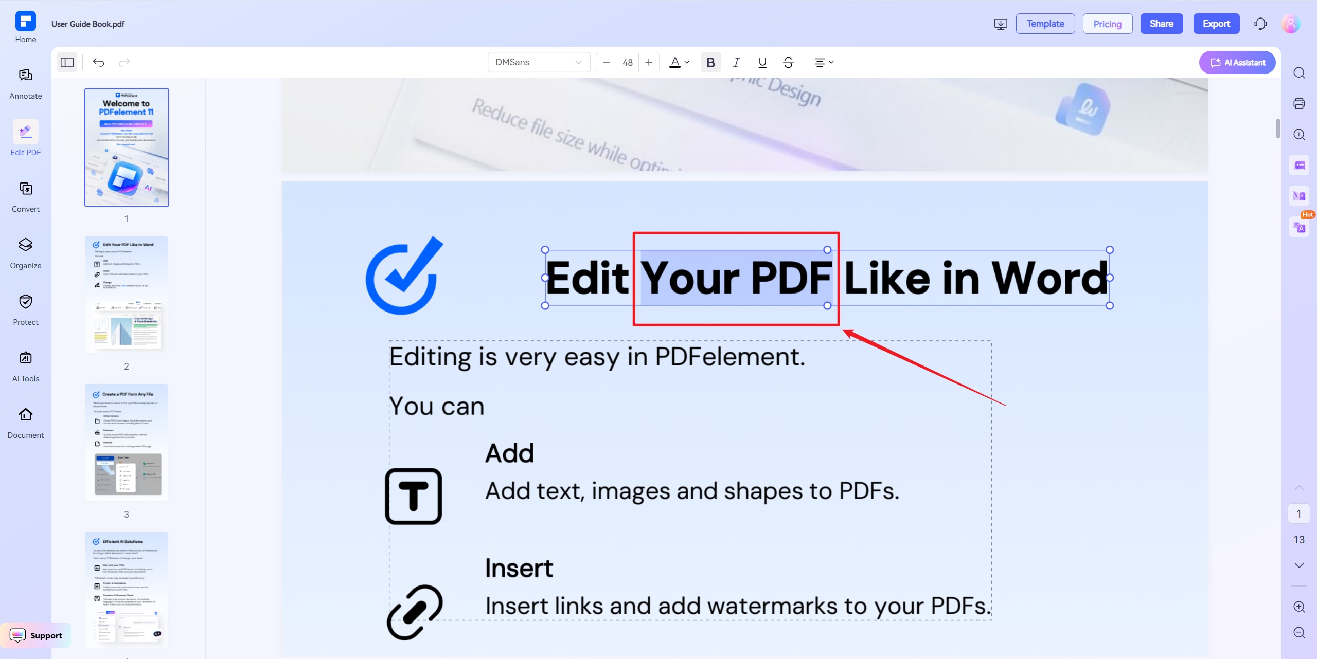 modifica testo pdf passo 2