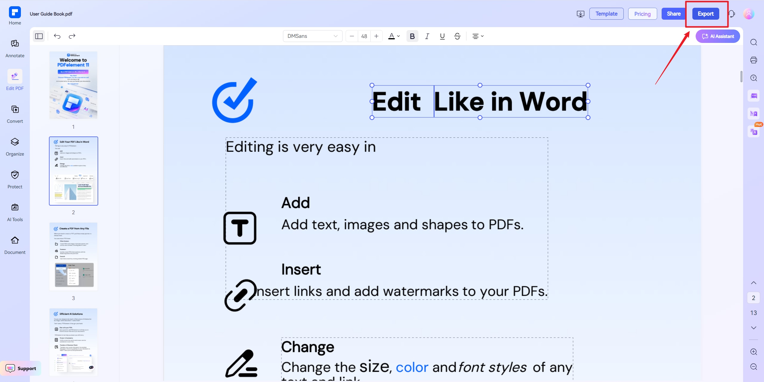 modifica testo pdf passo 3