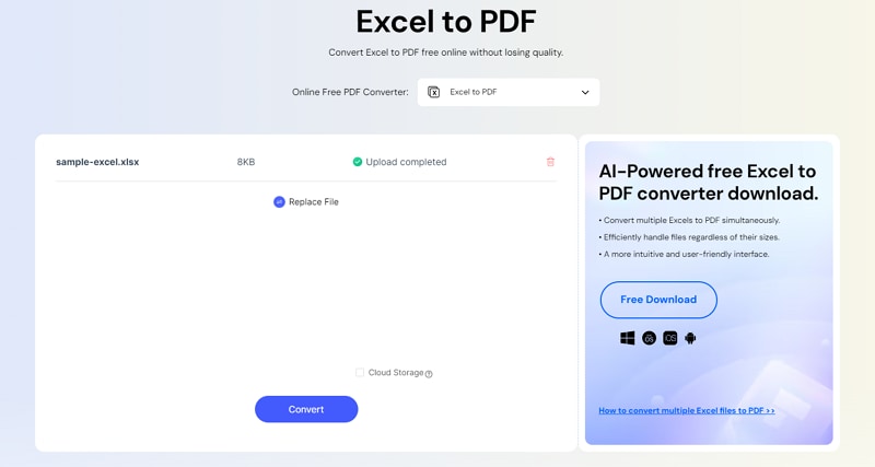 convert excel to pdf online