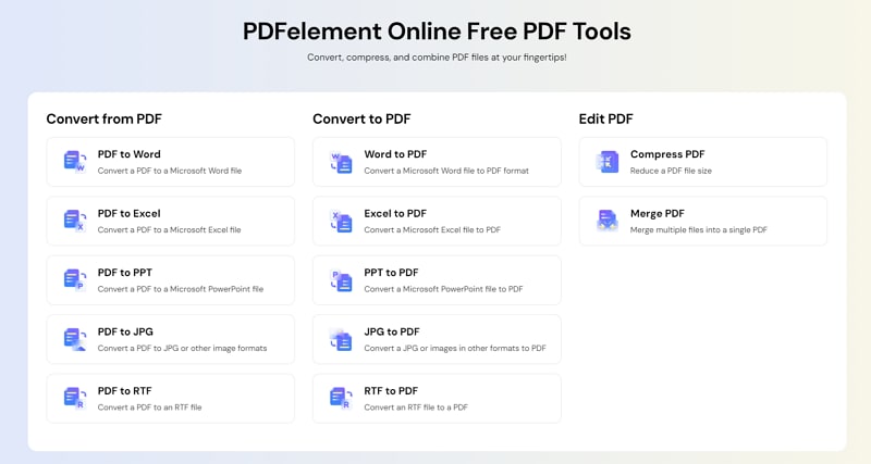 pdfelement online free pdf tools