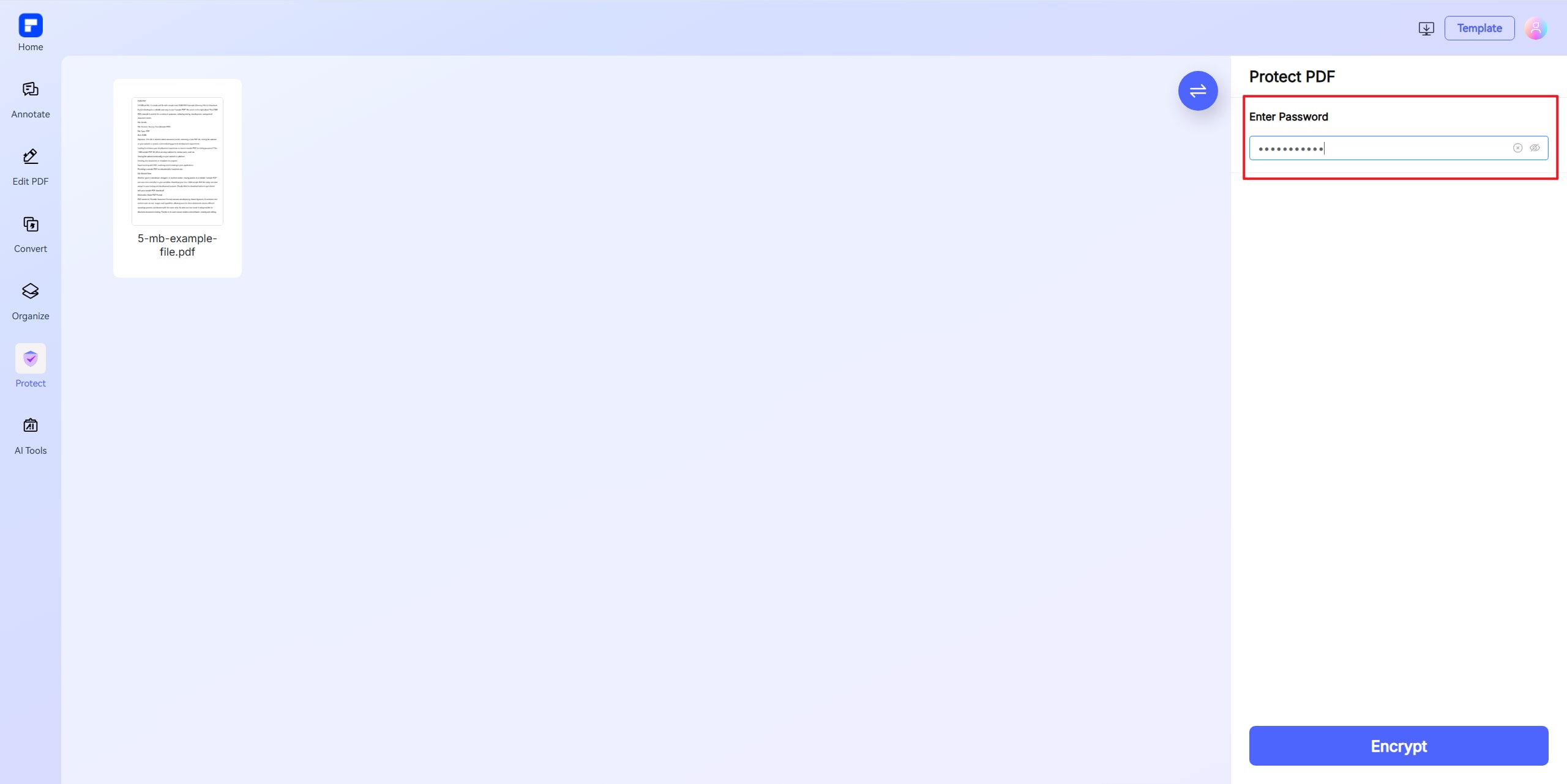 protéger le pdf étape 2