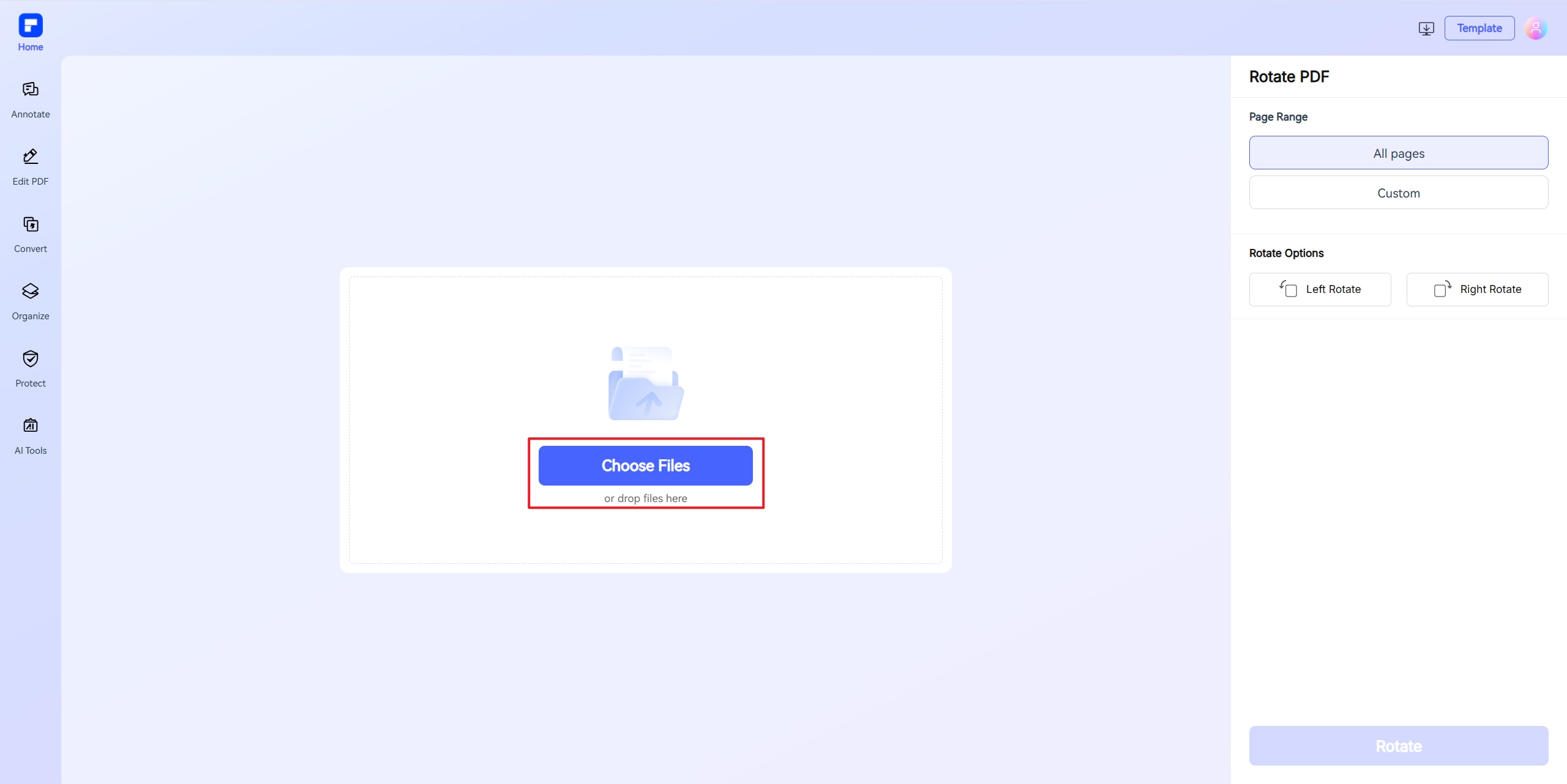 rotate all pages with pdfelement online step1