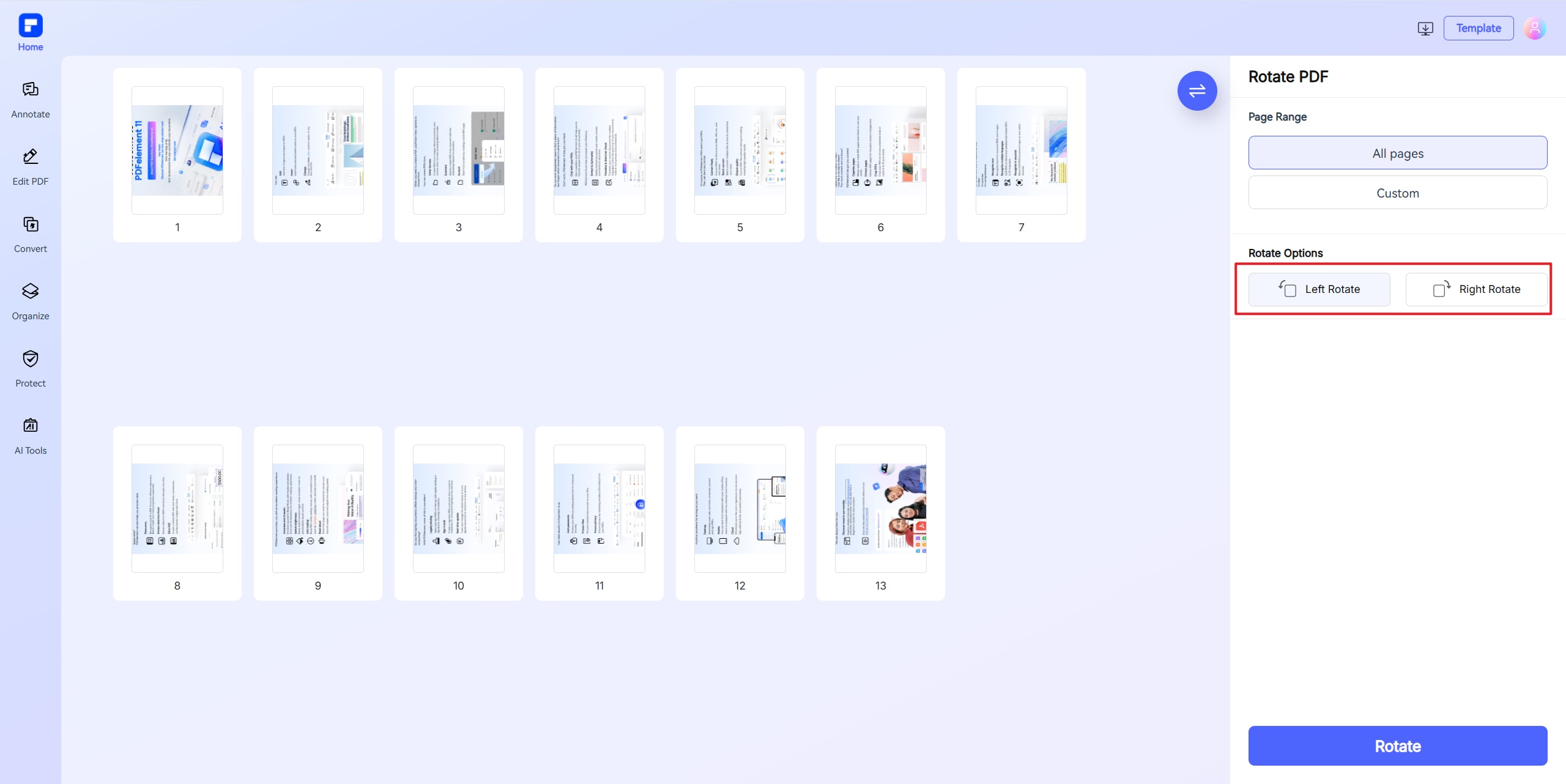 rotate all pages with pdfelement online step2