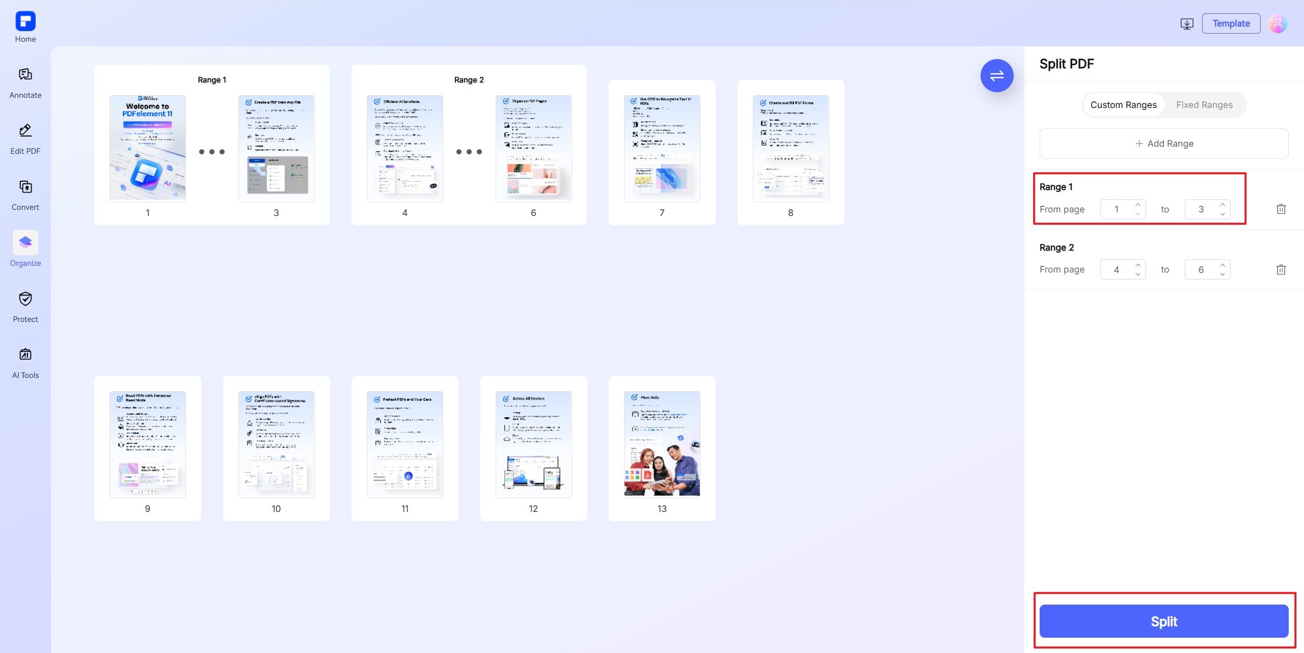 fractionner le pdf étape 2