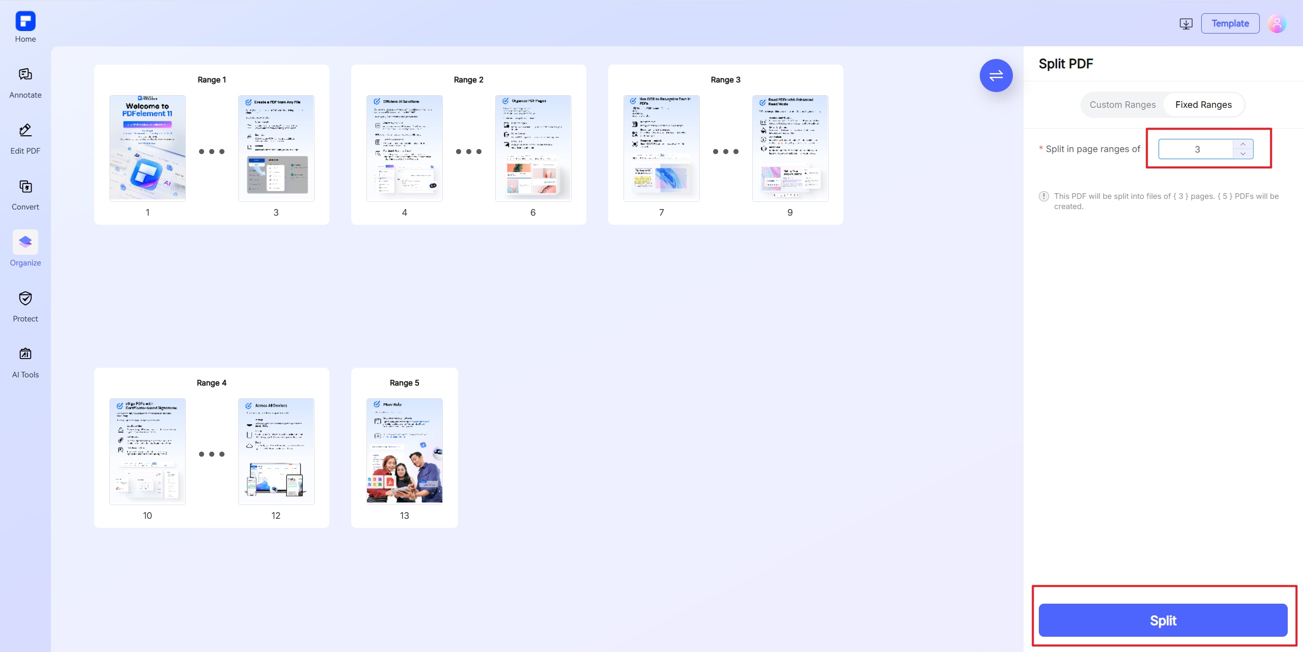 fractionner le pdf étape 2