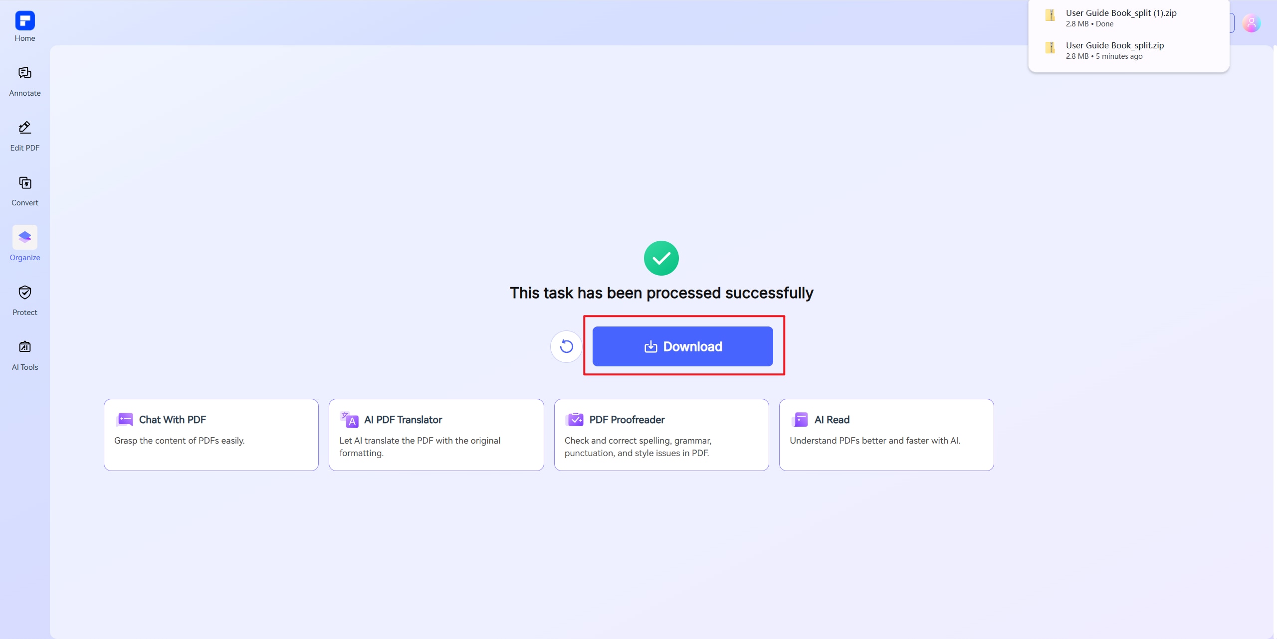 fractionner le pdf étape 3