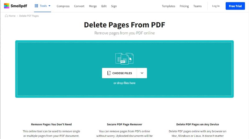 selecting pdf document to delete pages