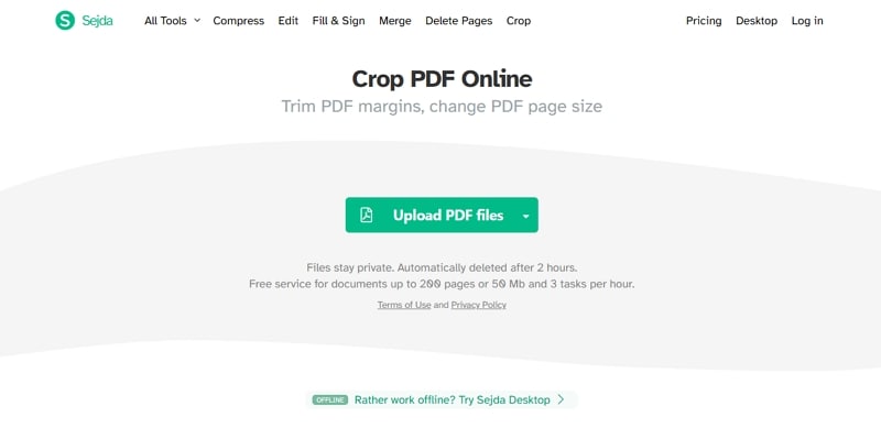 sejda crop pdf page