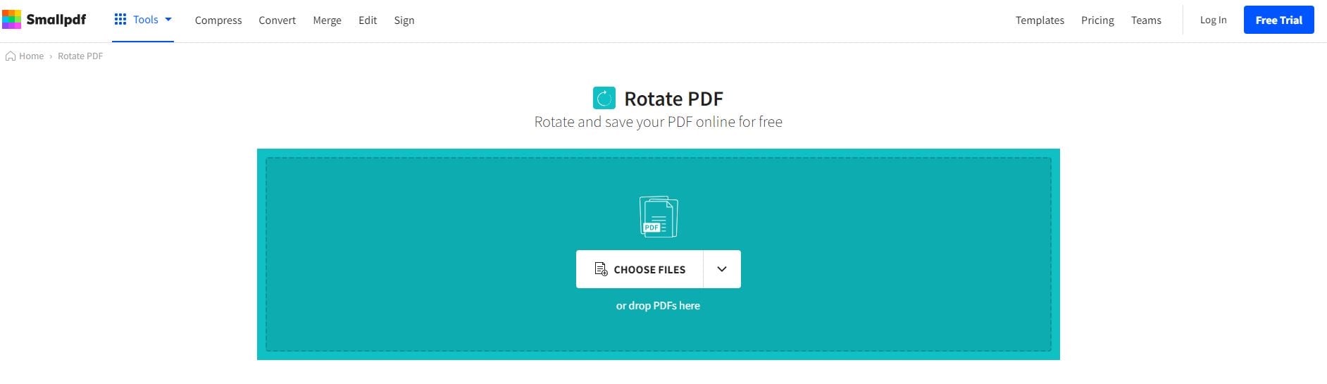 rotate pdf with Smallpdf