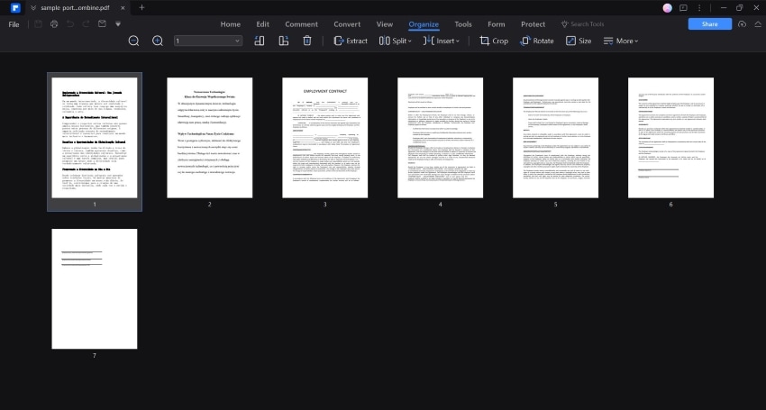 organizing the pdf pages