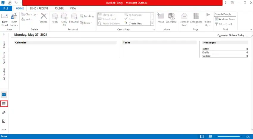 vue du calendrier dans outlook