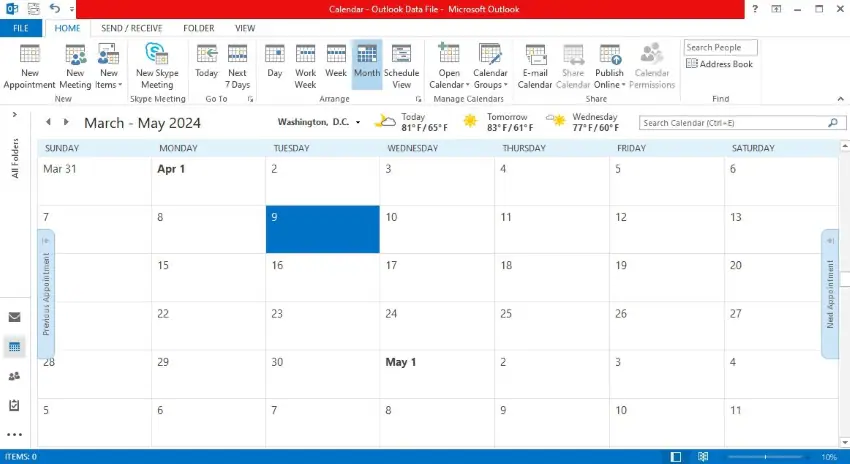 rendre actif le calendrier vierge