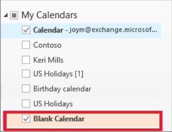 selecting the blank calendar