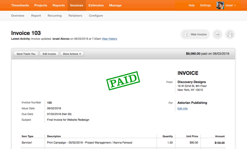 simple invoice management system