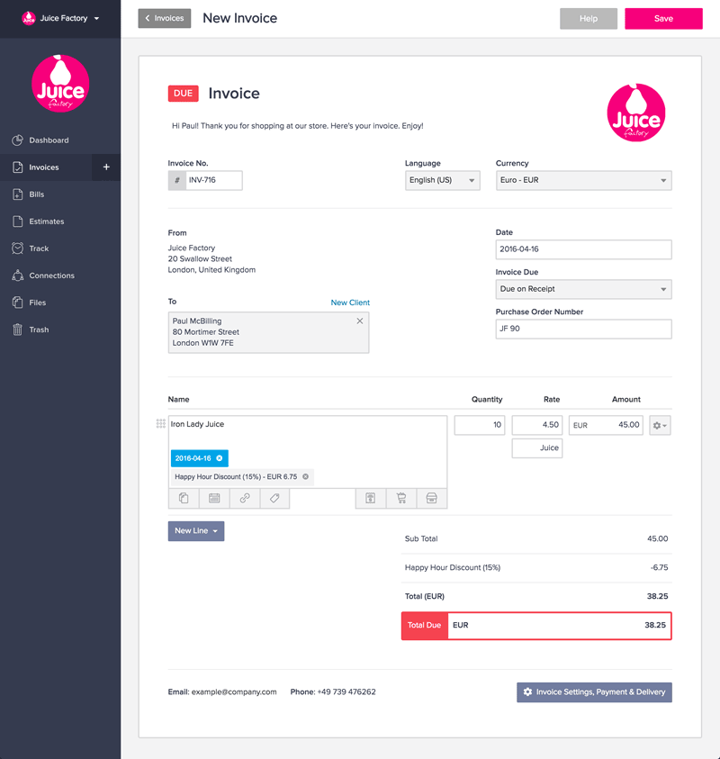 joist invoice app