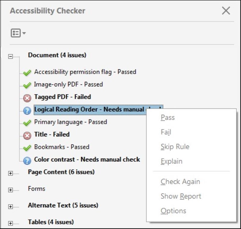 acrobat fix accessibility issues