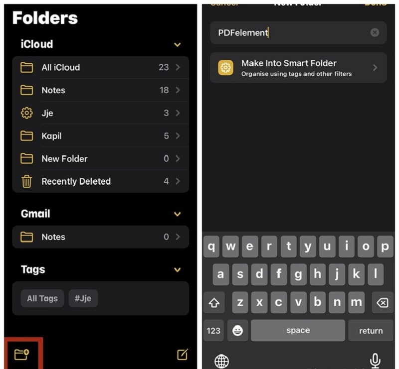 create folder in iphone notes app