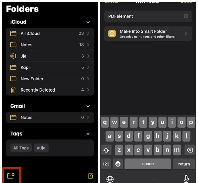 create folder in iphone notes app