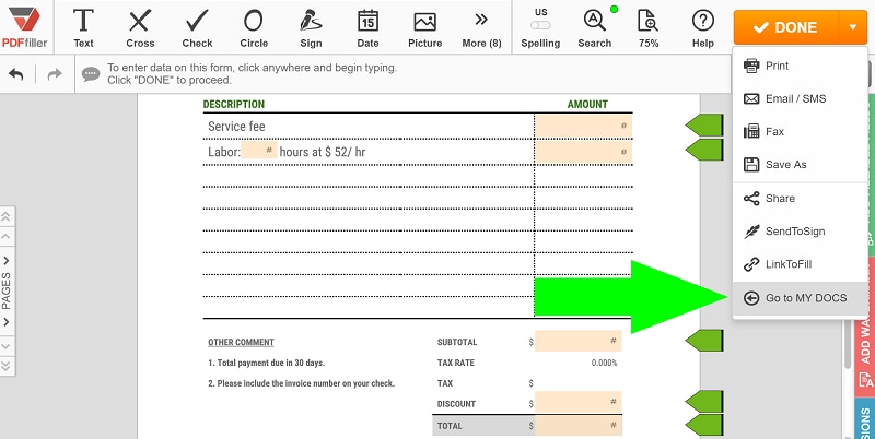 haz clic en el botón ir a mis documentos