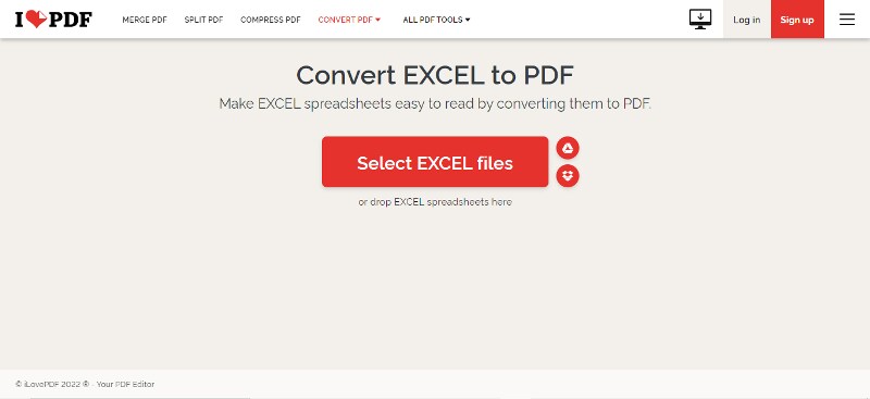 iLovePDF - Convert Excel to PDF