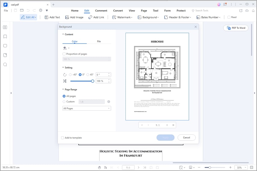 suppression de l'arrière-plan d'un pdf, ajout d'un arrière-plan