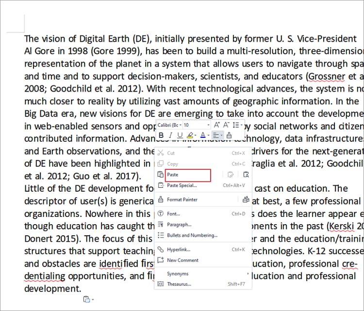 كيفية النسخ واللصق من ملف pdf بدون تنسيق