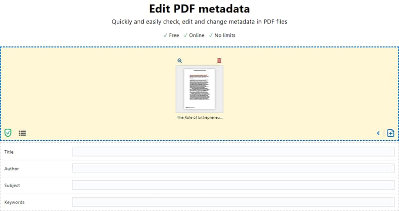 change pdf metadata online