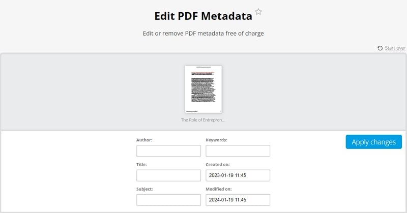 edit pdf metadata online