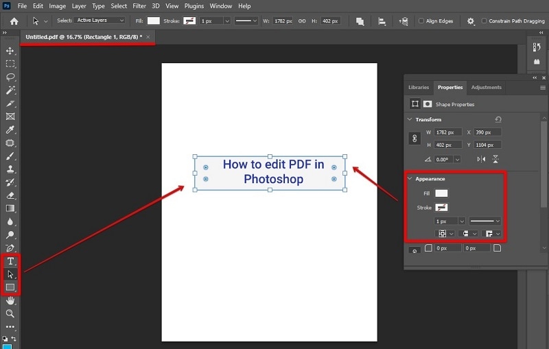 Añadir forma a pdf en photoshop