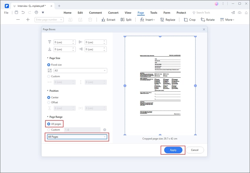 how to make all pdf pages the same size