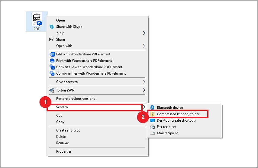 Wie man große pdf-Dateien sendet zip windows 