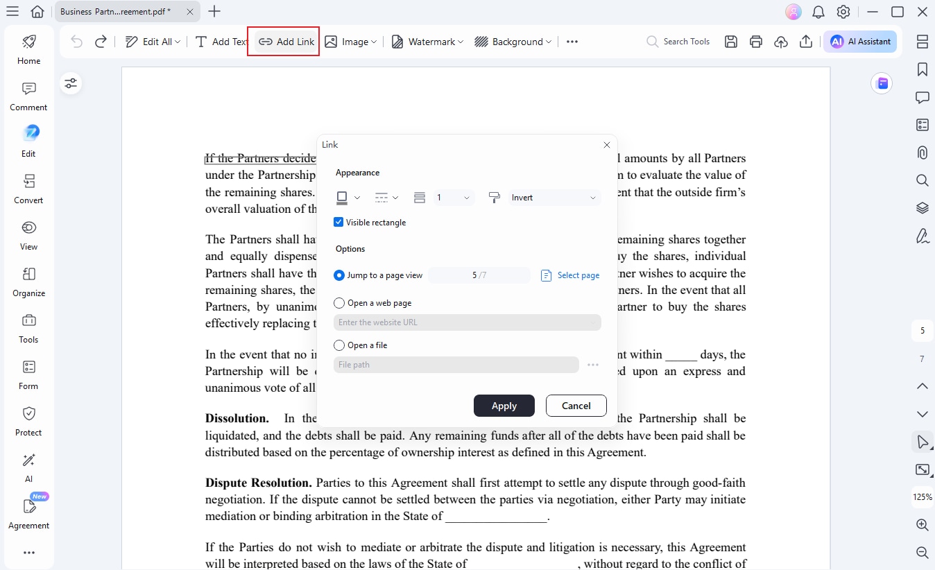 pdfelement add link on pdf feature