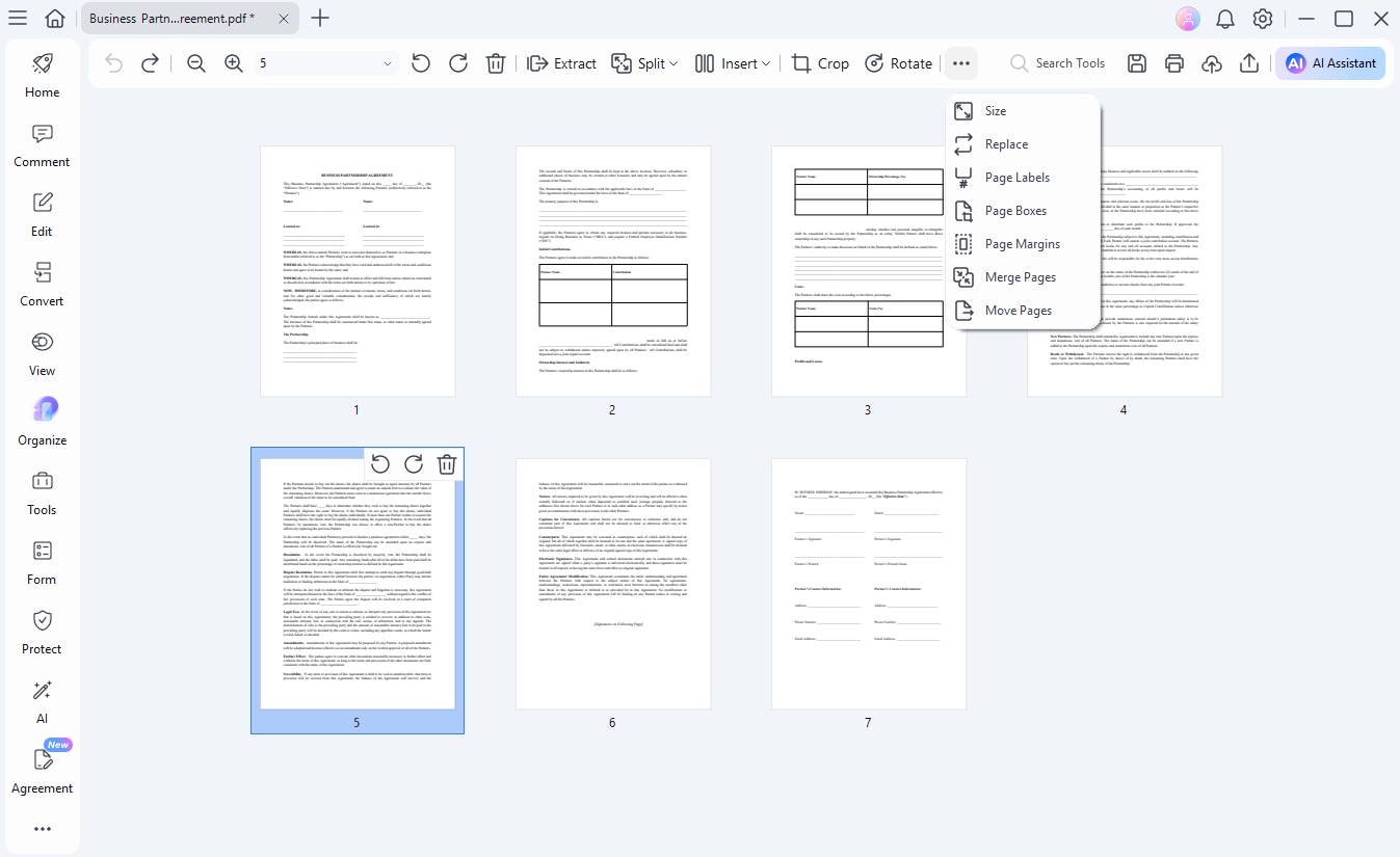 pdfelement page number organize pdf