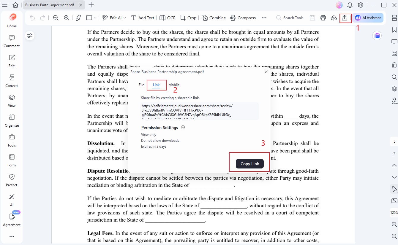 share pdf link via pdfelement