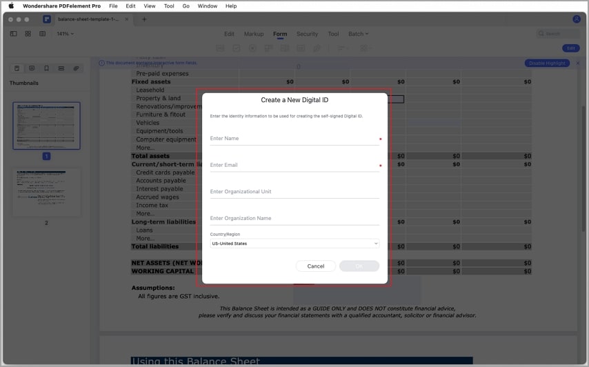 add digital signature to pdf create new id